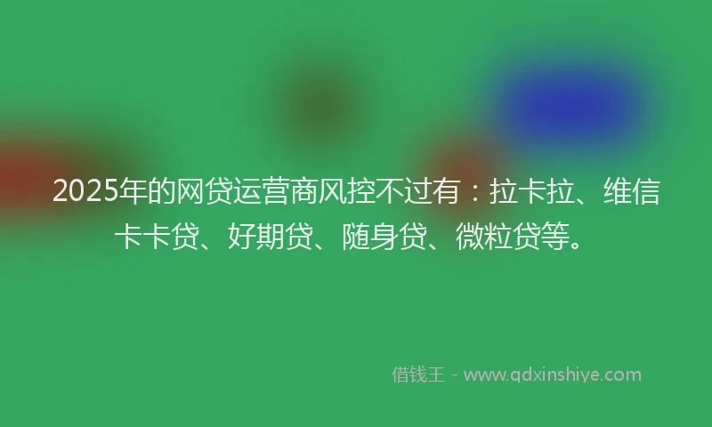 2025年的网贷运营商风控不过有：拉卡拉、维信卡卡贷、好期贷、随身贷、微粒贷等。