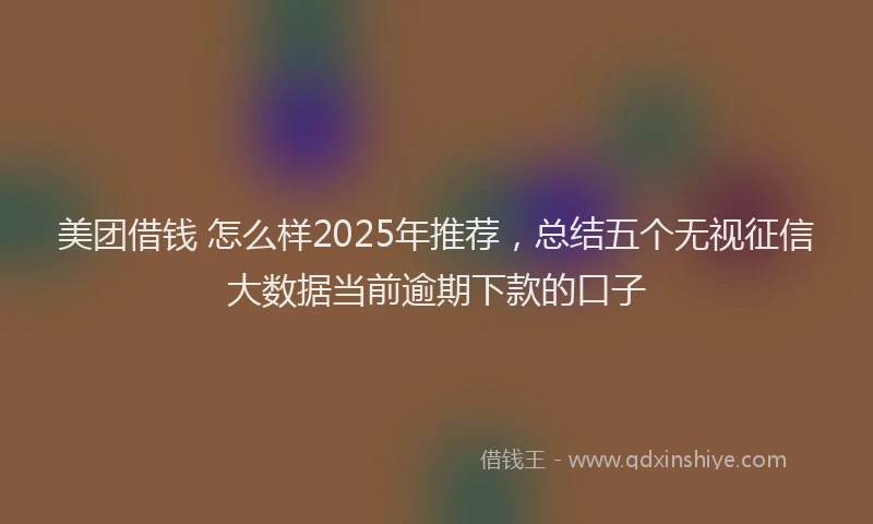 美团借钱 怎么样2025年推荐，总结五个无视征信大数据当前逾期下款的口子