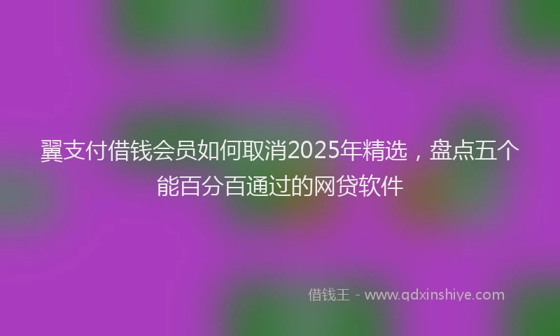 翼支付借钱会员如何取消2025年精选，盘点五个能百分百通过的网贷软件