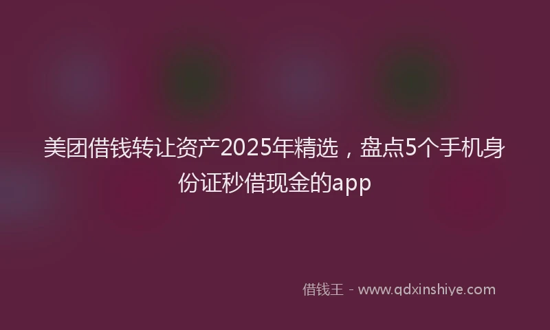 美团借钱转让资产2025年精选，盘点5个手机身份证秒借现金的app