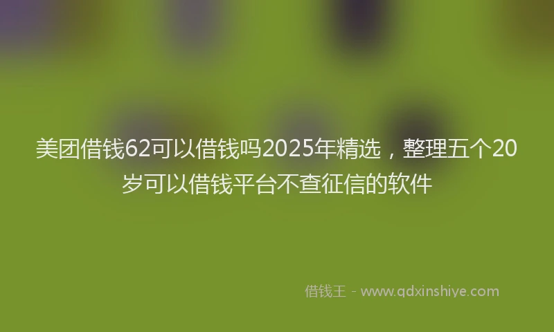 美团借钱62可以借钱吗2025年精选，整理五个20岁可以借钱平台不查征信的软件