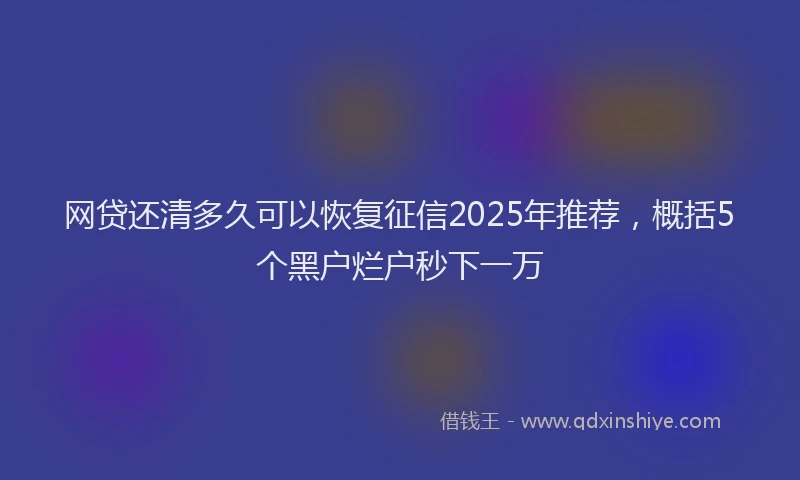 网贷还清多久可以恢复征信2025年推荐，概括5个黑户烂户秒下一万