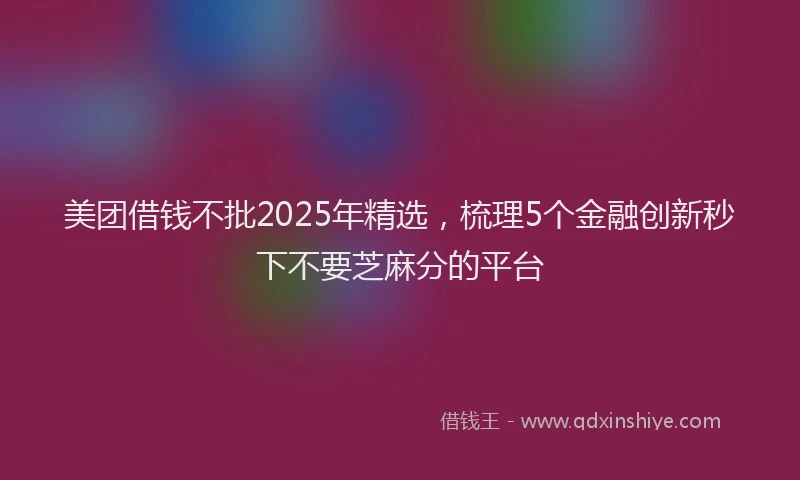 美团借钱不批2025年精选，梳理5个金融创新秒下不要芝麻分的平台