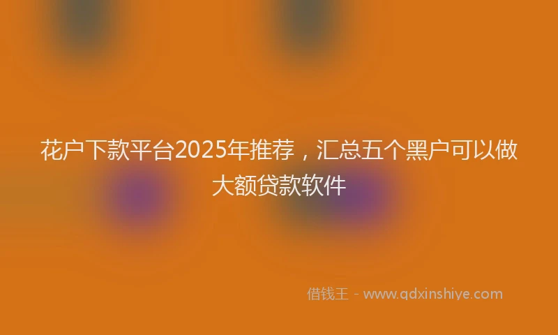 花户下款平台2025年推荐，汇总五个黑户可以做大额贷款软件