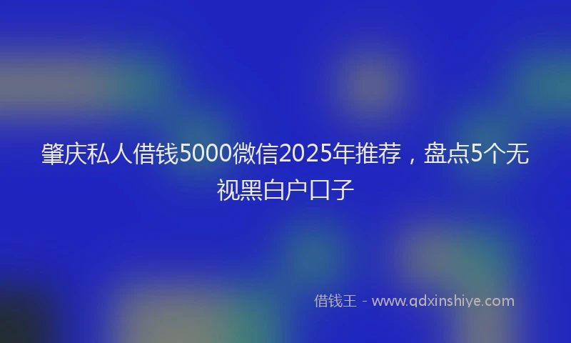肇庆私人借钱5000微信2025年推荐，盘点5个无视黑白户口子