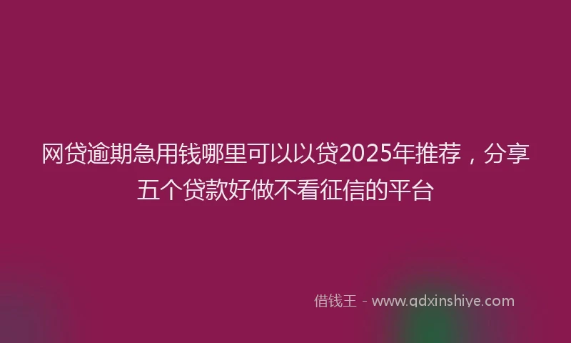 网贷逾期急用钱哪里可以以贷2025年推荐，分享五个贷款好做不看征信的平台