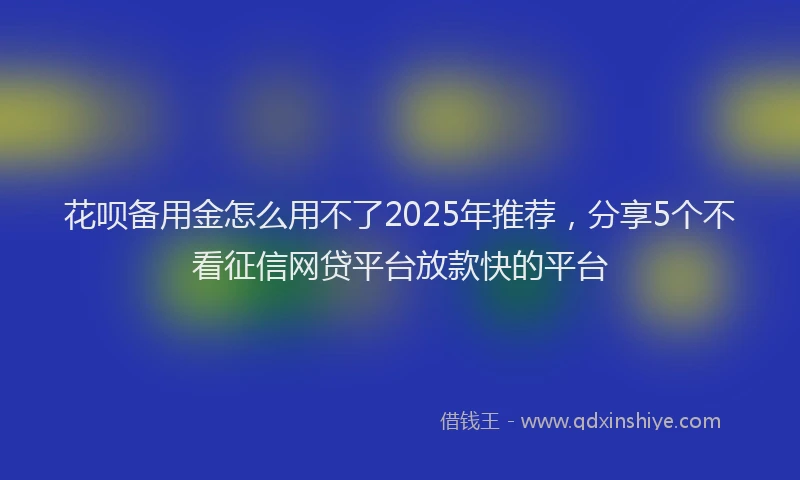 花呗备用金怎么用不了2025年推荐，分享5个不看征信网贷平台放款快的平台