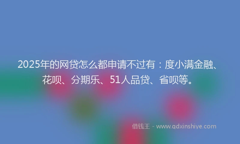 2025年的网贷怎么都申请不过有：度小满金融、花呗、分期乐、51人品贷、省呗等。