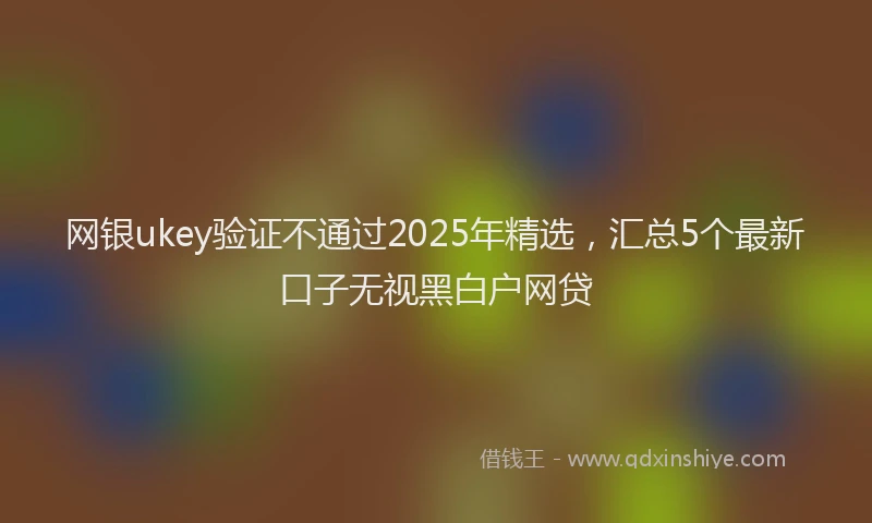 网银ukey验证不通过2025年精选，汇总5个最新口子无视黑白户网贷