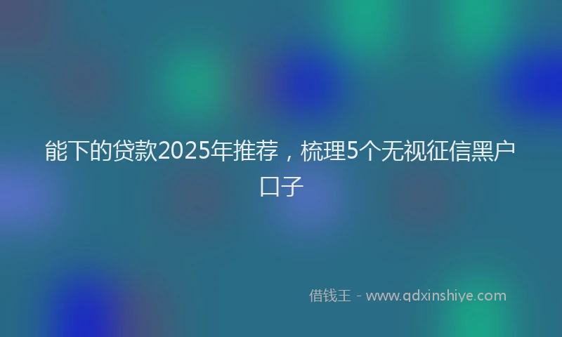 能下的贷款2025年推荐，梳理5个无视征信黑户口子