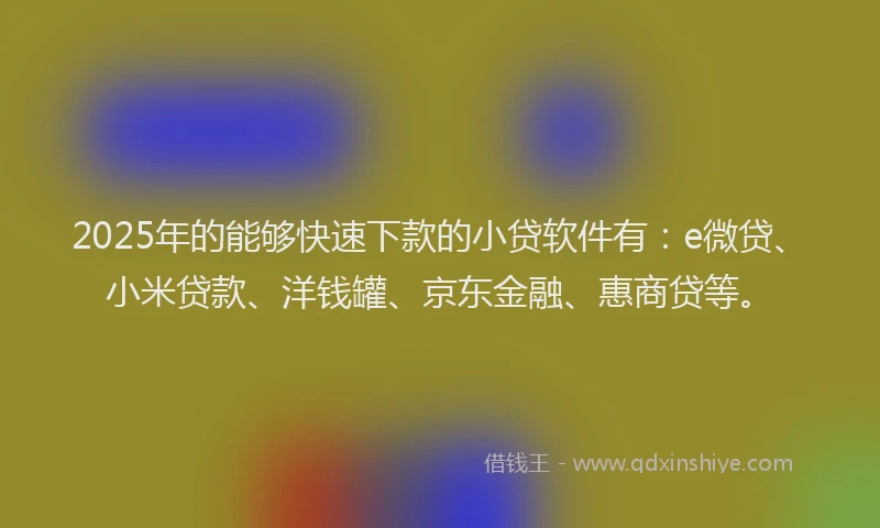 2025年的能够快速下款的小贷软件有：e微贷、小米贷款、洋钱罐、京东金融、惠商贷等。