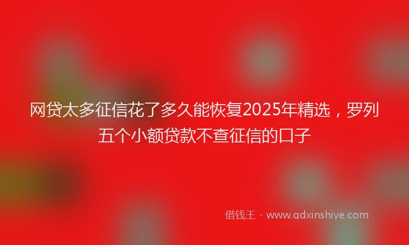 网贷太多征信花了多久能恢复2025年精选，罗列五个小额贷款不查征信的口子