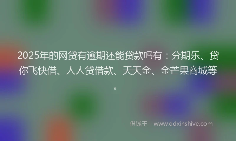 2025年的网贷有逾期还能贷款吗有：分期乐、贷你飞快借、人人贷借款、天天金、金芒果商城等。