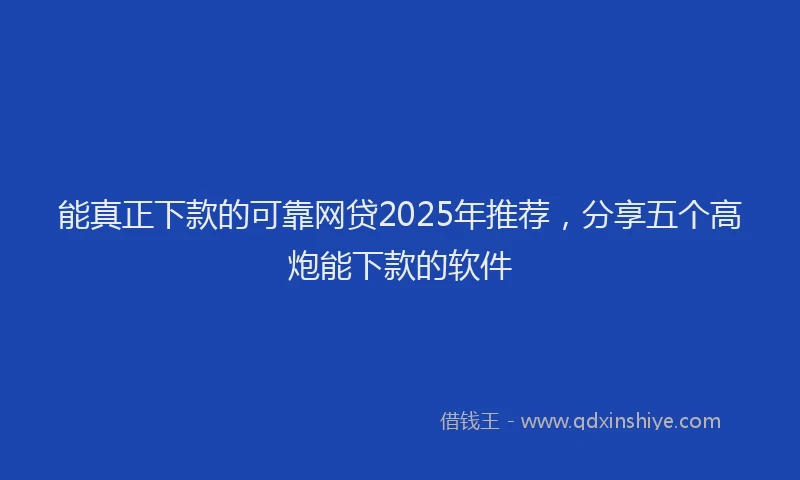 能真正下款的可靠网贷2025年推荐，分享五个高炮能下款的软件