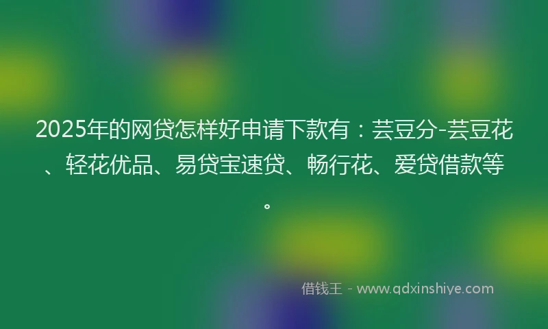 2025年的网贷怎样好申请下款有：芸豆分-芸豆花、轻花优品、易贷宝速贷、畅行花、爱贷借款等。