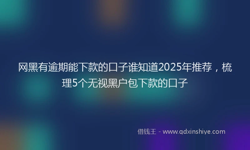网黑有逾期能下款的口子谁知道2025年推荐，梳理5个无视黑户包下款的口子