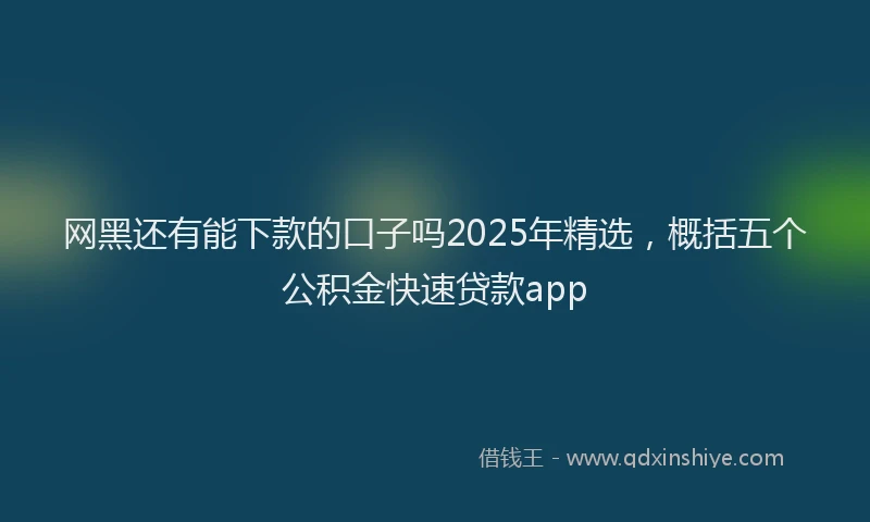 网黑还有能下款的口子吗2025年精选，概括五个公积金快速贷款app
