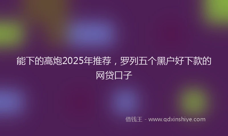 能下的高炮2025年推荐，罗列五个黑户好下款的网贷口子