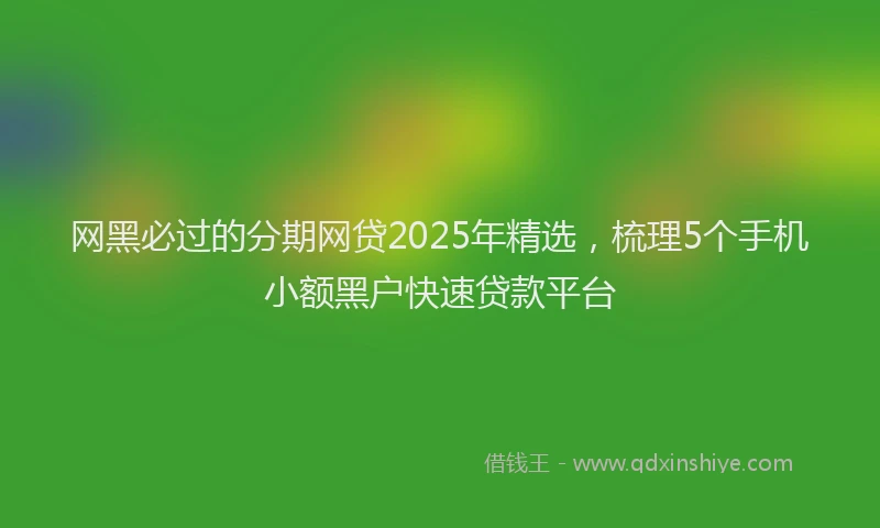 网黑必过的分期网贷2025年精选，梳理5个手机小额黑户快速贷款平台