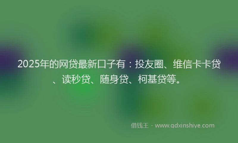 2025年的网贷最新口子有：投友圈、维信卡卡贷、读秒贷、随身贷、柯基贷等。