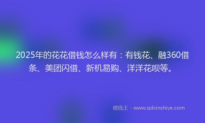 2025年的花花借钱怎么样有：有钱花、融360借条、美团闪借、新机易购、洋洋花呗等。