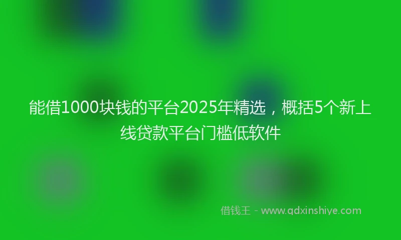 能借1000块钱的平台2025年精选，概括5个新上线贷款平台门槛低软件