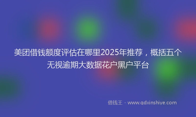 美团借钱额度评估在哪里2025年推荐，概括五个无视逾期大数据花户黑户平台