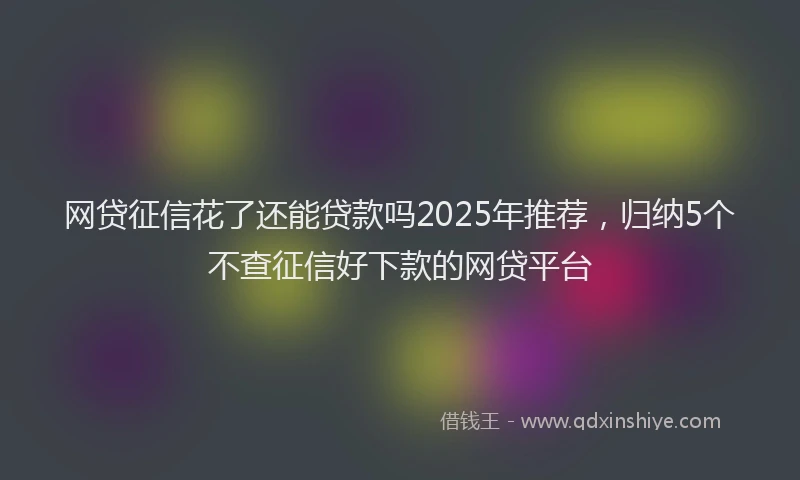 网贷征信花了还能贷款吗2025年推荐，归纳5个不查征信好下款的网贷平台