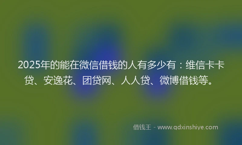 2025年的能在微信借钱的人有多少有：维信卡卡贷、安逸花、团贷网、人人贷、微博借钱等。
