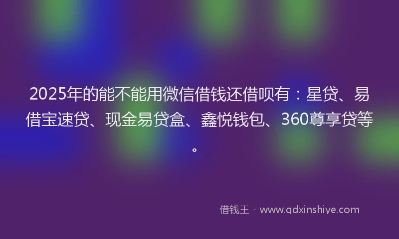 2025年的能不能用微信借钱还借呗有：星贷、易借宝速贷、现金易贷盒、鑫悦钱包、360尊享贷等。