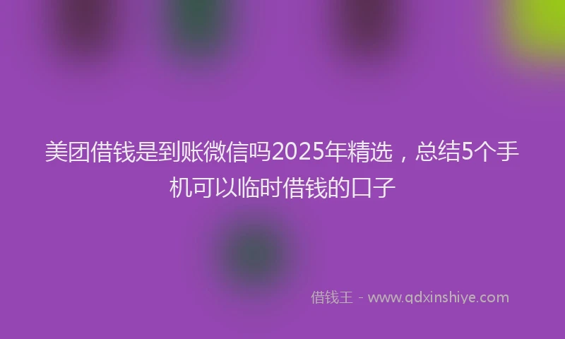 美团借钱是到账微信吗2025年精选，总结5个手机可以临时借钱的口子