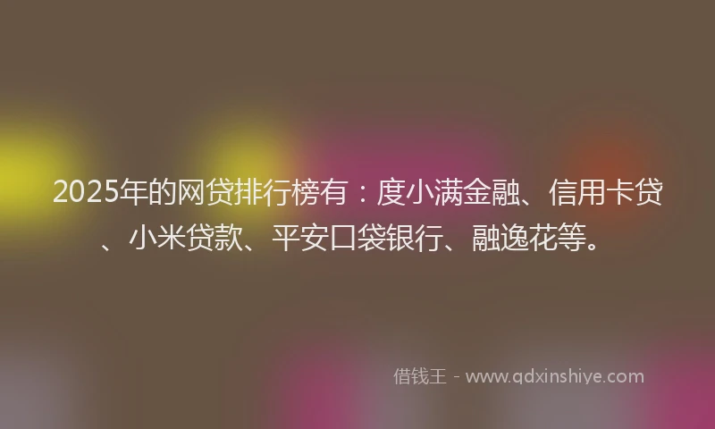 2025年的网贷排行榜有：度小满金融、信用卡贷、小米贷款、平安口袋银行、融逸花等。