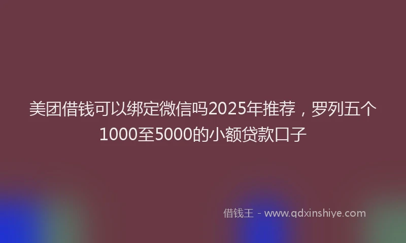 美团借钱可以绑定微信吗2025年推荐，罗列五个1000至5000的小额贷款口子
