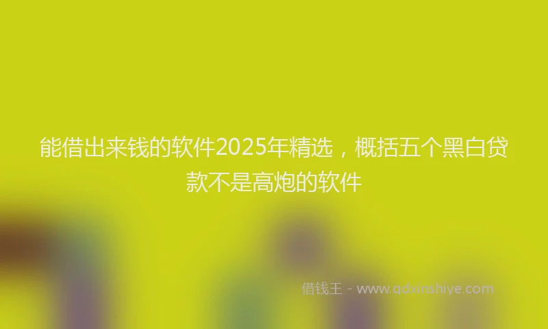 能借出来钱的软件2025年精选，概括五个黑白贷款不是高炮的软件