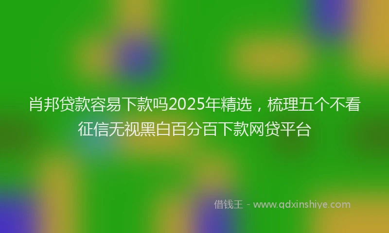 肖邦贷款容易下款吗2025年精选，梳理五个不看征信无视黑白百分百下款网贷平台