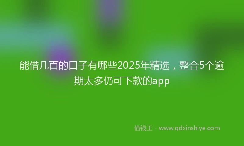 能借几百的口子有哪些2025年精选，整合5个逾期太多仍可下款的app