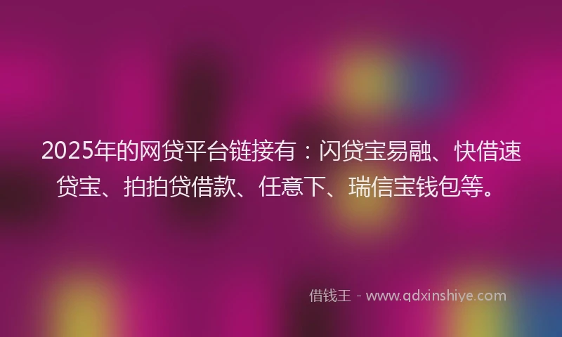 2025年的网贷平台链接有：闪贷宝易融、快借速贷宝、拍拍贷借款、任意下、瑞信宝钱包等。