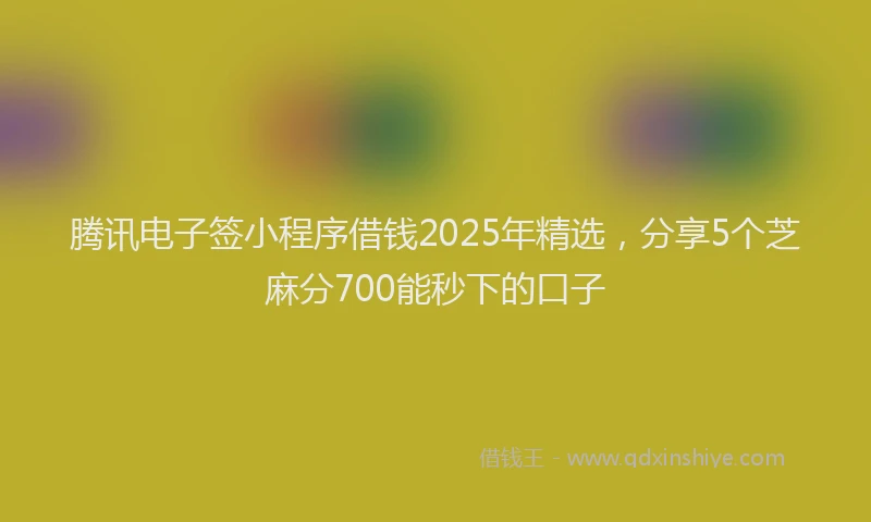 腾讯电子签小程序借钱2025年精选，分享5个芝麻分700能秒下的口子
