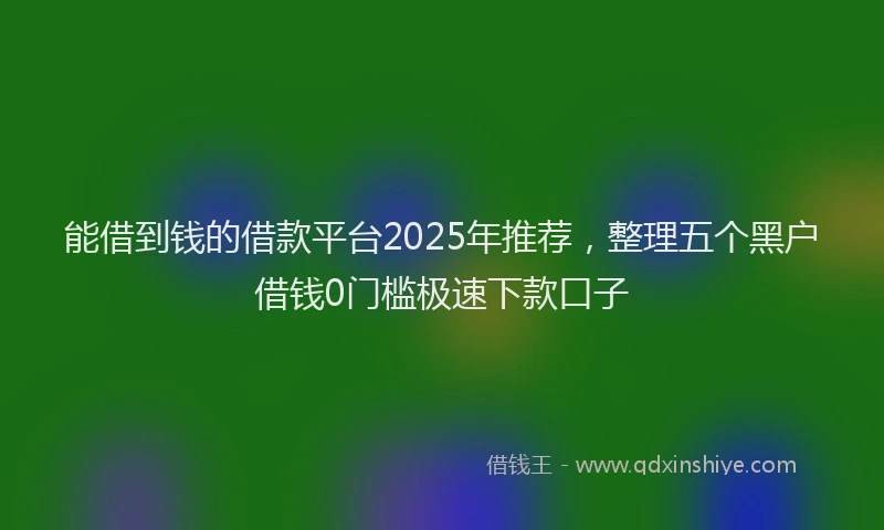 能借到钱的借款平台2025年推荐，整理五个黑户借钱0门槛极速下款口子