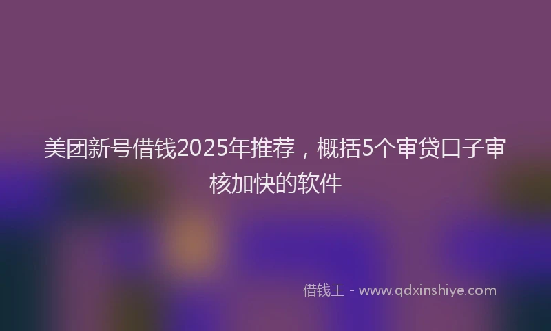 美团新号借钱2025年推荐，概括5个审贷口子审核加快的软件