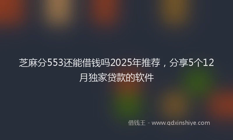 芝麻分553还能借钱吗2025年推荐，分享5个12月独家贷款的软件