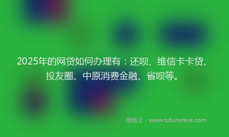 2025年的网贷如何办理有：还呗、维信卡卡贷、投友圈、中原消费金融、省呗等。