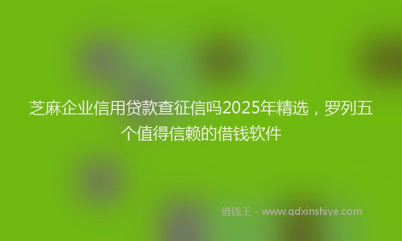 芝麻企业信用贷款查征信吗2025年精选，罗列五个值得信赖的借钱软件