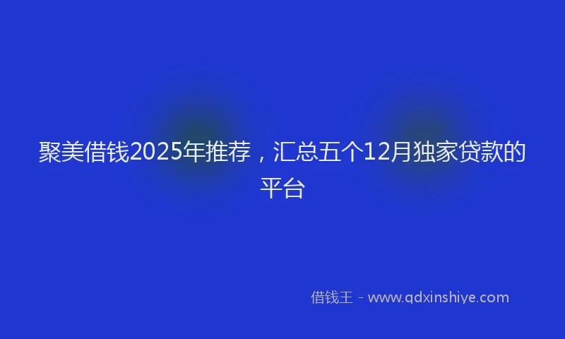 聚美借钱2025年推荐，汇总五个12月独家贷款的平台