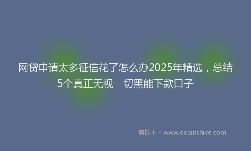 网贷申请太多征信花了怎么办2025年精选，总结5个真正无视一切黑能下款口子