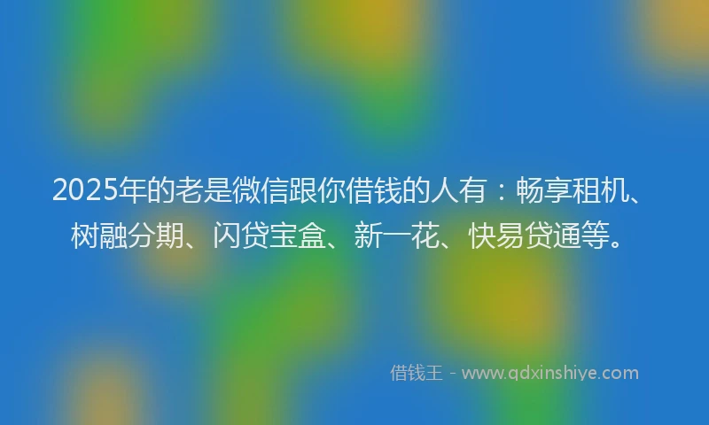 2025年的老是微信跟你借钱的人有：畅享租机、树融分期、闪贷宝盒、新一花、快易贷通等。