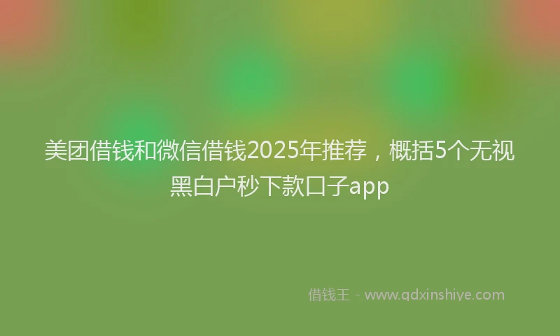 美团借钱和微信借钱2025年推荐，概括5个无视黑白户秒下款口子app