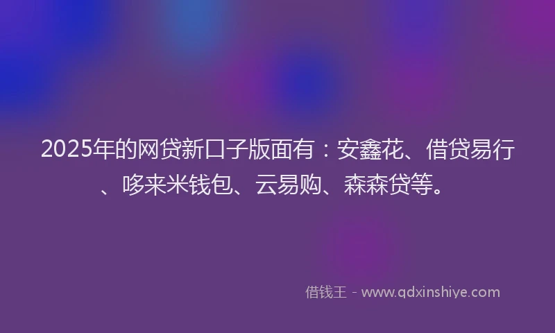 2025年的网贷新口子版面有：安鑫花、借贷易行、哆来米钱包、云易购、森森贷等。