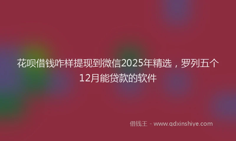花呗借钱咋样提现到微信2025年精选，罗列五个12月能贷款的软件