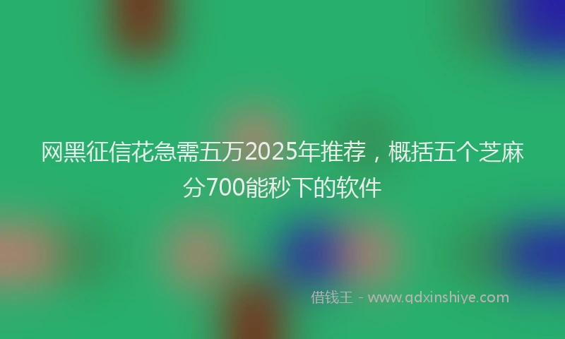 网黑征信花急需五万2025年推荐，概括五个芝麻分700能秒下的软件